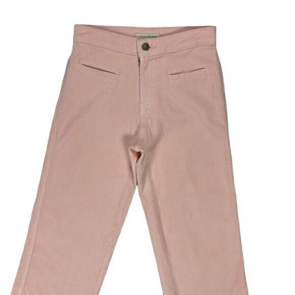 Lucky Brand Corduroy Pants Women Size 24 Pink Stretch Straight Leg Cropped Pants - Picture 2 of 13
